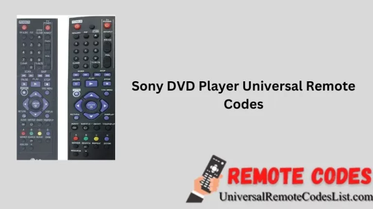 Sony DVD Player Universal Remote Codes