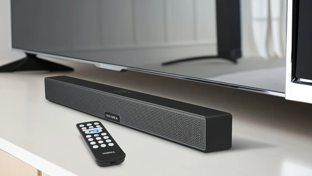 Insignia soundbar setup with remote.
