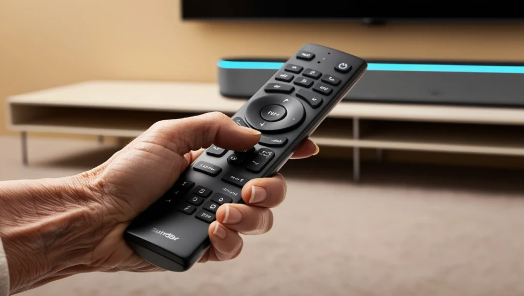 Hand programming a universal remote.