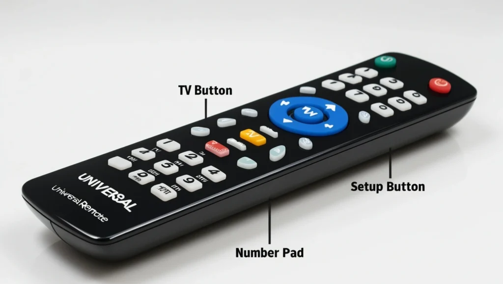 Universal remote control with buttons